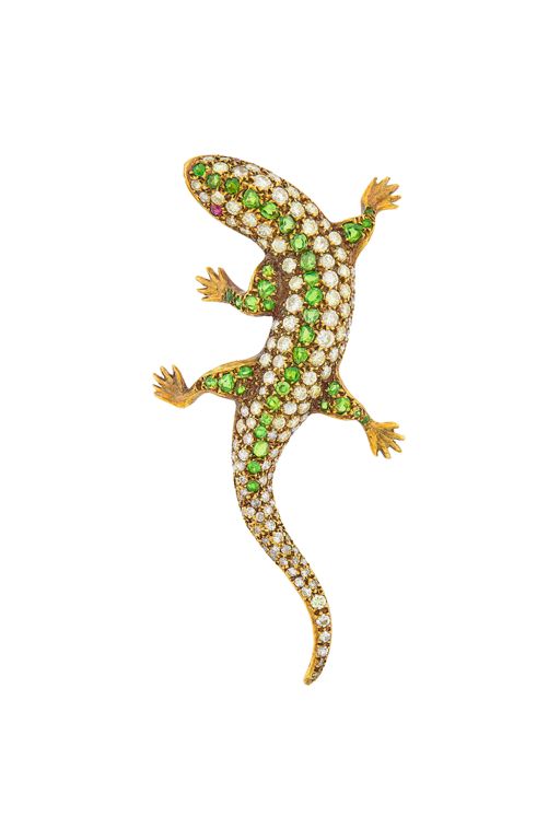 14k Gold Multi-Gem Brooch