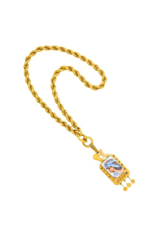14k Gold and Silver Diamond Pendant Necklace