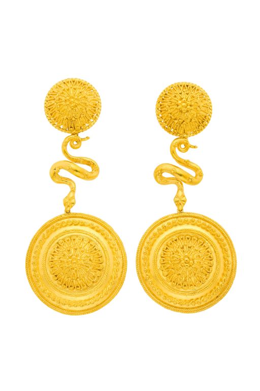 22k Gold and High Karat Gold Pendant Earrings