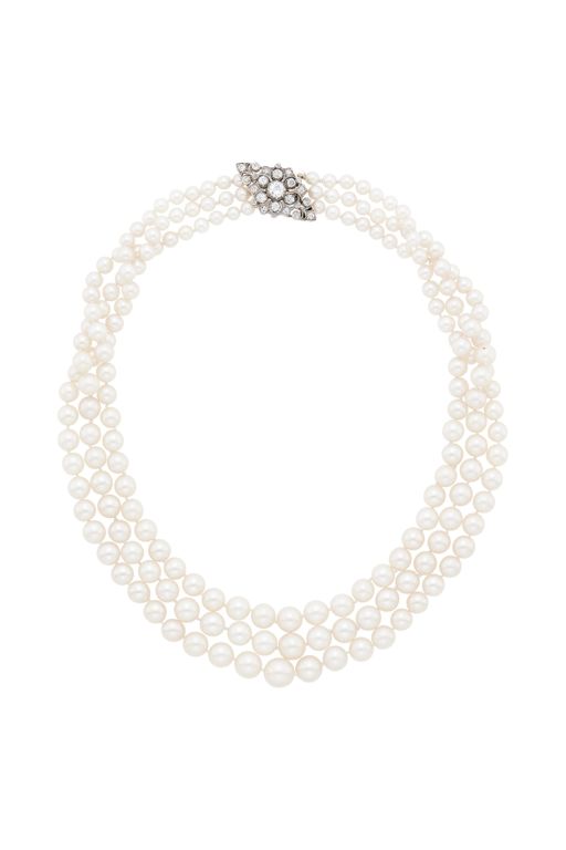 Silver and Gold Pearl and Diamond Necklace