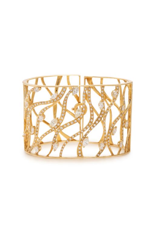 18k Yellow Gold Diamond Cuff Bracelet
