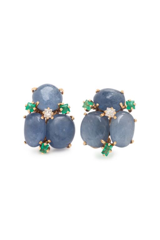 14k Yellow Gold Multi-Gem Earrings
