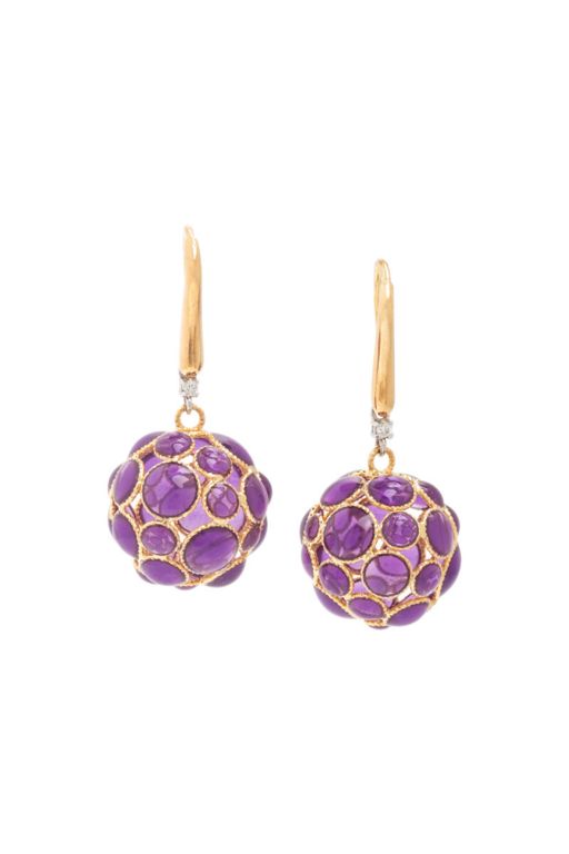 18k Two-Tone Gold Amethyst and Diamond Earrings