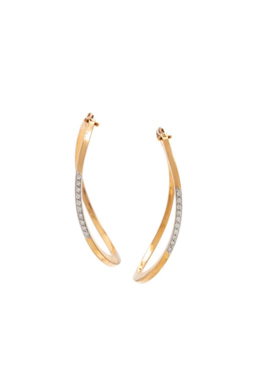18k Yellow Gold Diamond Hoop Earrings