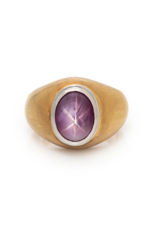 18k Yellow Gold and Platinum Star Ruby Ring
