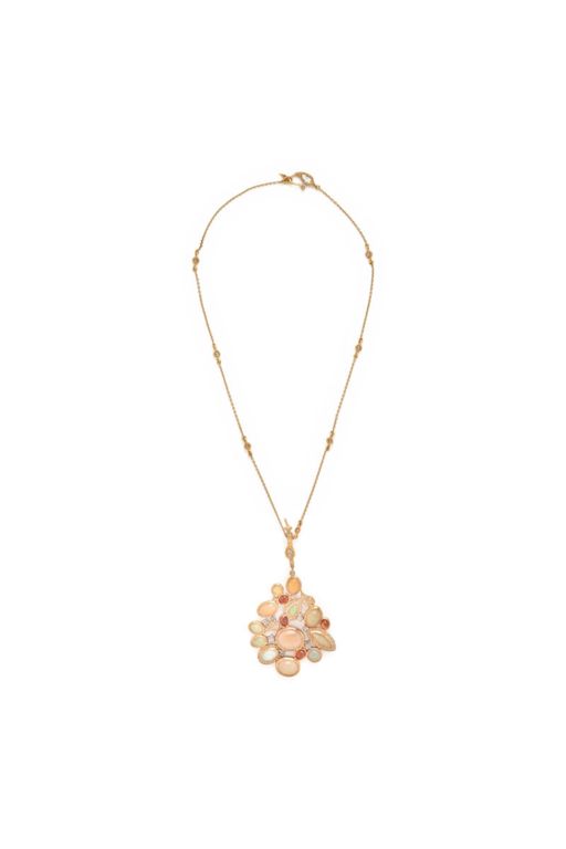 20k and 18k Yellow Gold Multi-Gem Pendant Necklace