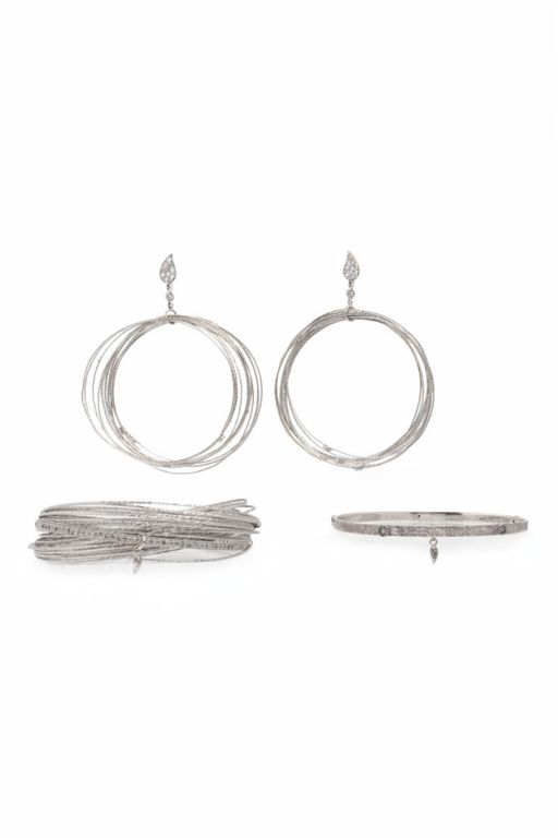 20k White Gold and Sterling Silver Jewelry Set
