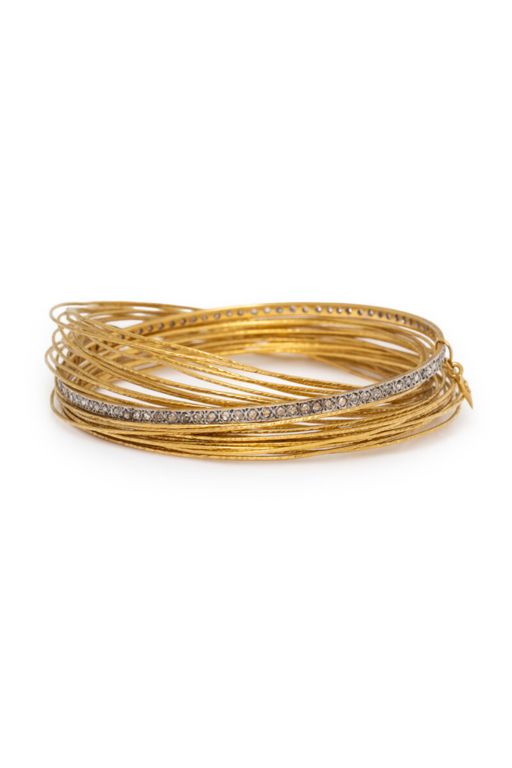20k Two-Tone Gold Diamond Multi-Bangle Bracelet