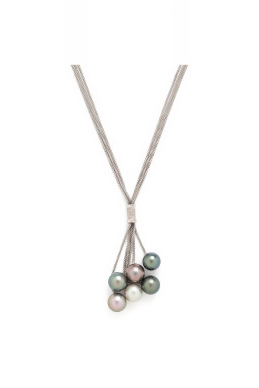 18k White Gold Pearl Tassel Necklace