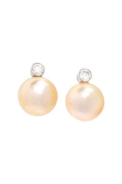 18k White Gold Pearl and Diamond Earrings