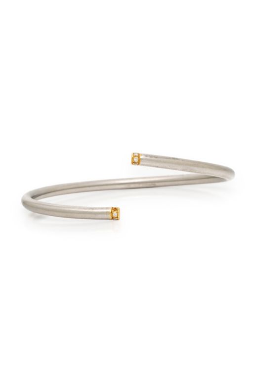 Platinum and Gold Diamond Flexible Cuff Bracelet
