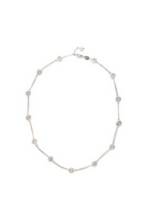 18k White Gold Diamond Station Chain Necklace