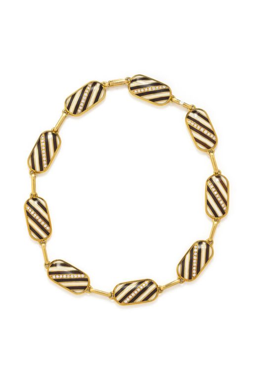 18k Yellow Gold Diamond Link Necklace