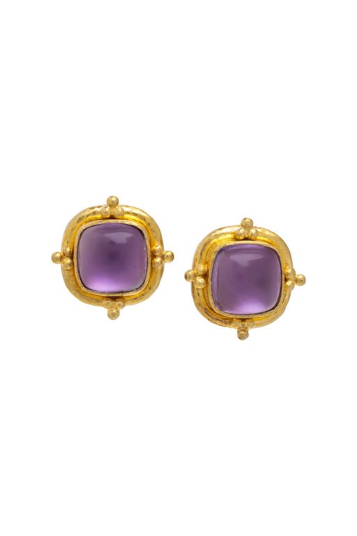 19k Yellow Gold Amethyst Earrings