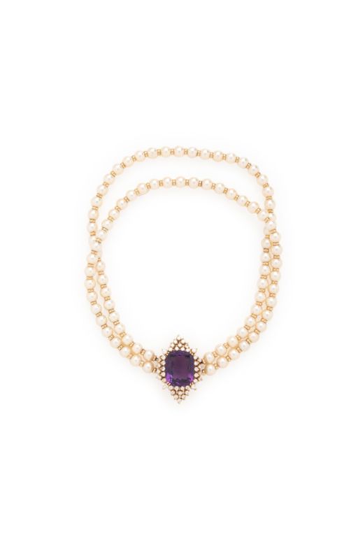 18k Yellow Gold Multi-Gem Choker Necklace