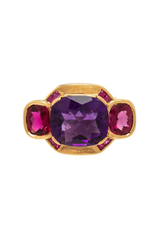 18k Yellow Gold Multi-Gem Brooch
