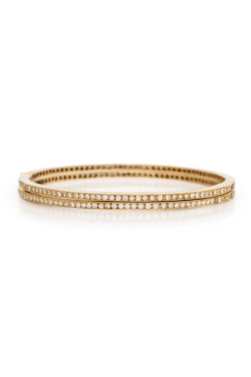 Two 14k Yellow Gold Diamond Bangle Bracelets
