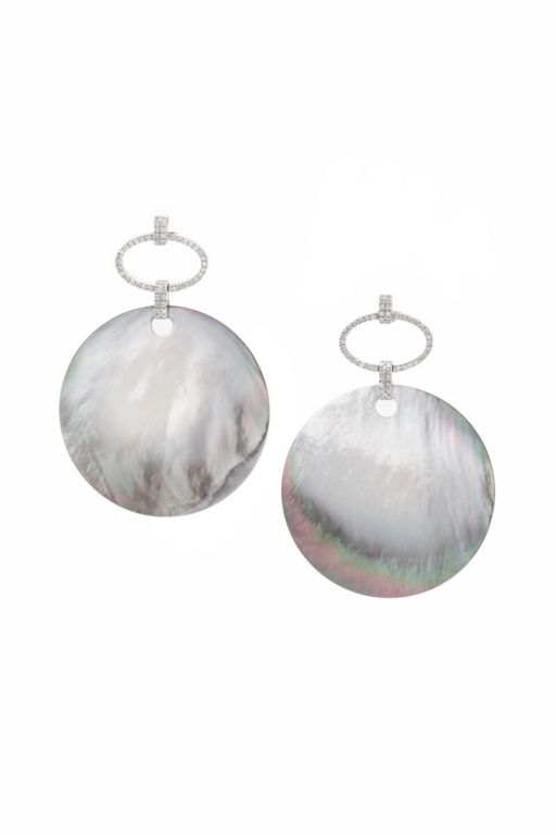 18k White Gold MOP and Diamond Pendant Earrings