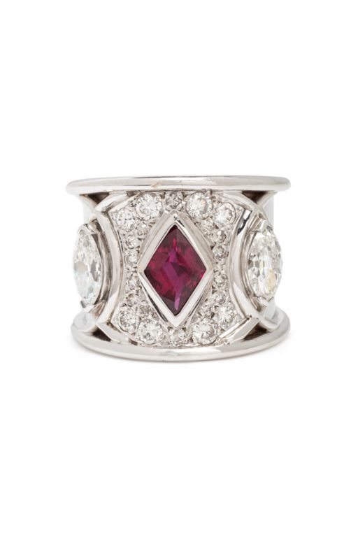 18k White Gold Ruby and Diamond Ring