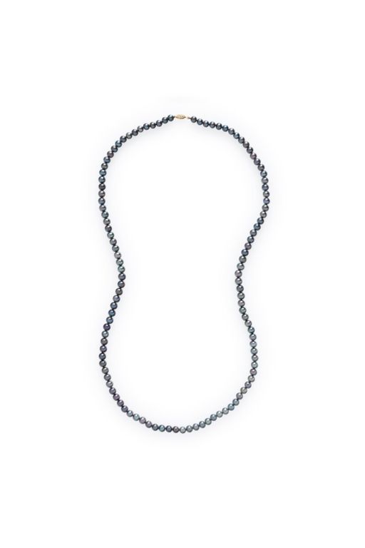 14k Yellow Gold Gray Pearl Necklace