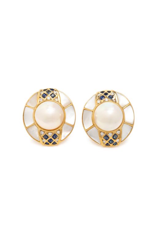 18k Yellow Gold Multi-Gem Earrings