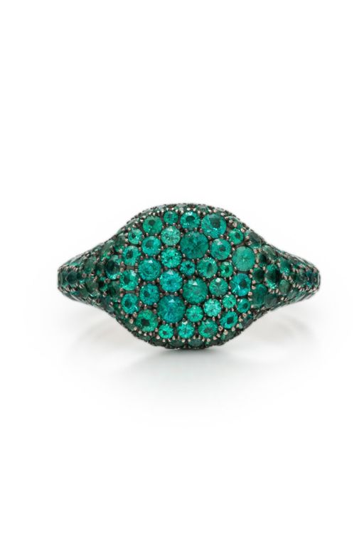 18k White and Blackened Gold Emerald Ring