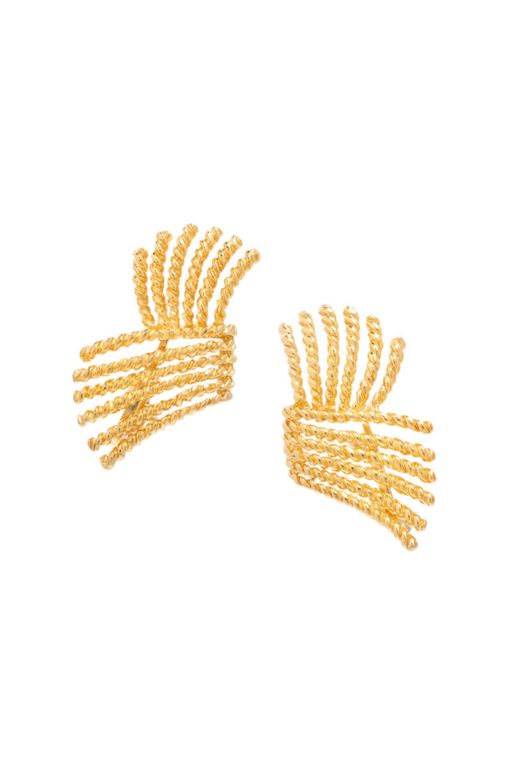 18k Yellow Gold Rope Fan Earrings