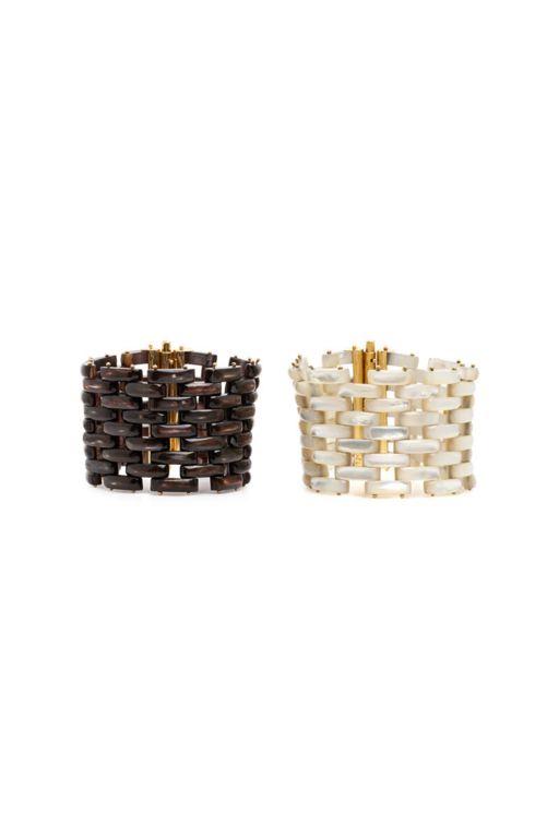Two 18k Yellow Gold and Mother-of-Pearl Bracelets
