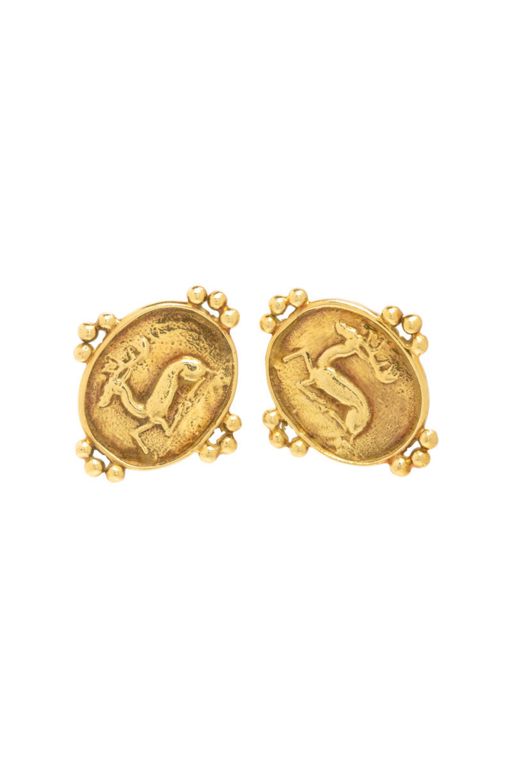 18k Yellow Gold Stag Earrings