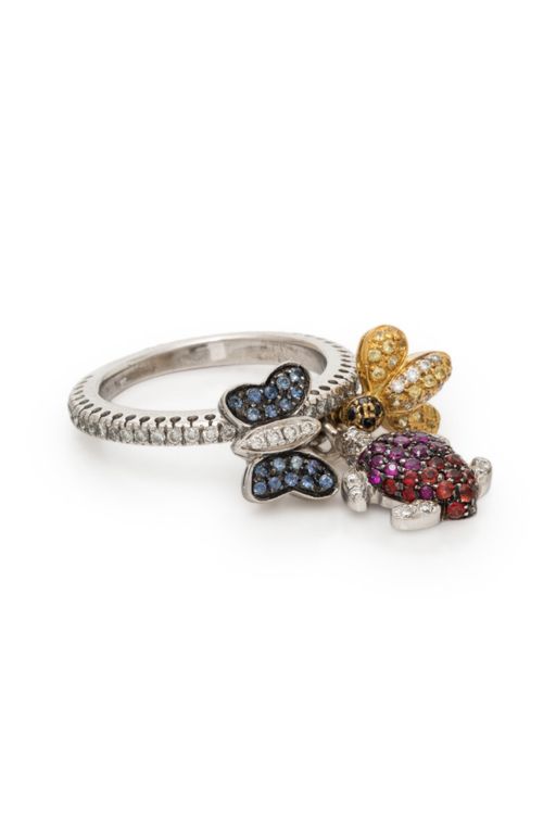 18k Gold Multi-Gem Animal Charm Ring
