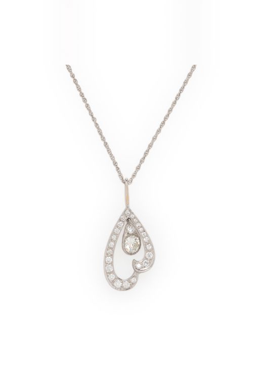 14k White Gold Diamond Pendant Necklace