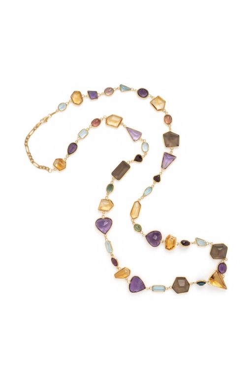 14k and 18k Yellow Gold Multi-Gem Necklace