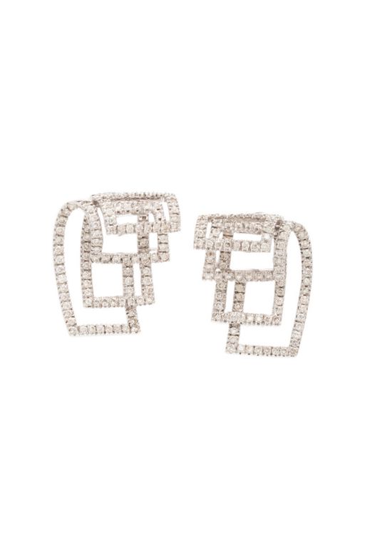 18k White Gold Diamond Geometric Earrings