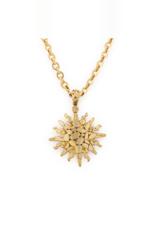 14k Yellow Gold and Silver Star Pendant Necklace