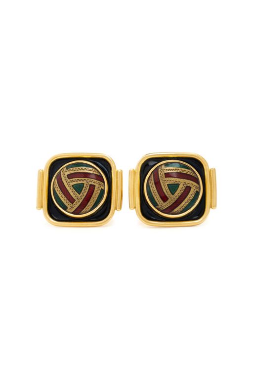 18k Yellow Gold and Enamel Cufflinks