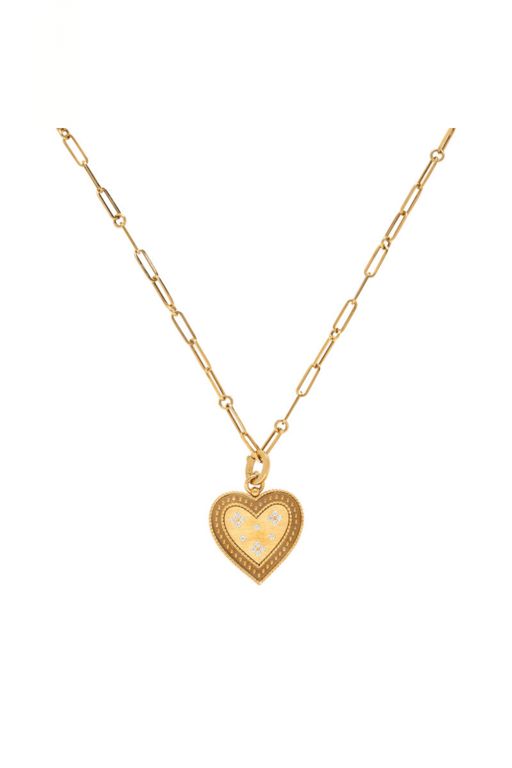 18k Gold Diamond Heart Pendant Necklace
