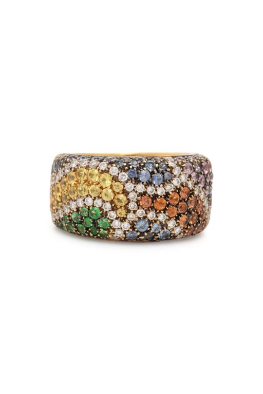 18k Yellow Gold Sapphire and Diamond Ring