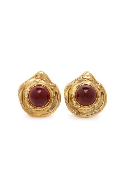 18k Yellow Gold Carnelian Earrings