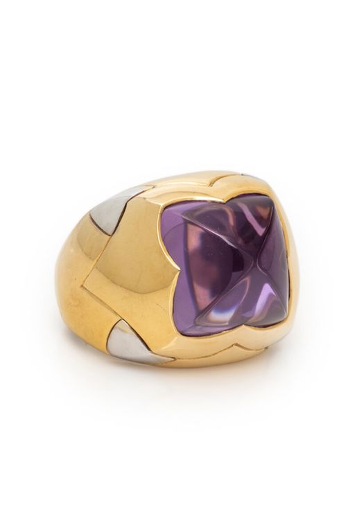 18k Yellow and White Gold Amethyst Ring