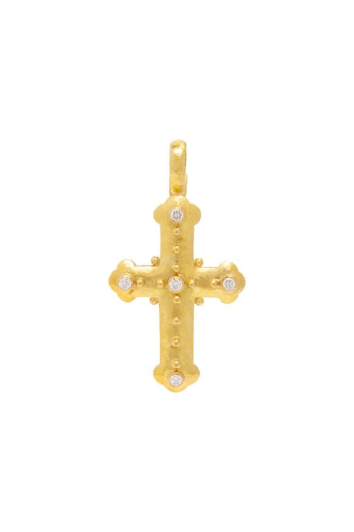 19k Yellow Gold Diamond Cross Pendant