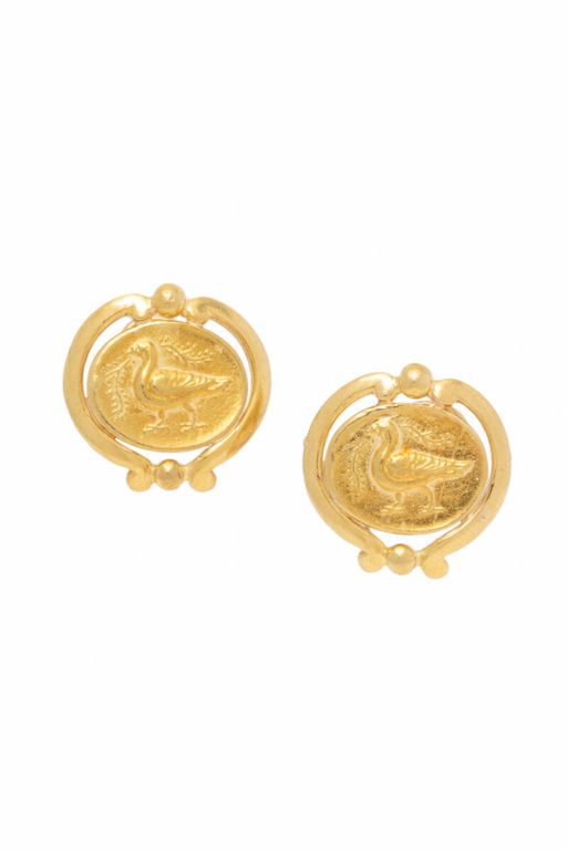 18k Yellow Gold Bird Earrings