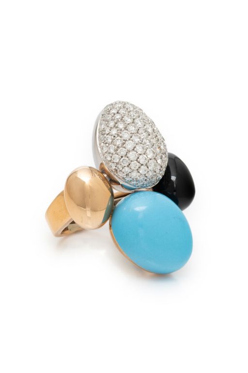 18k Rose and White Gold Multi-Gem Ring