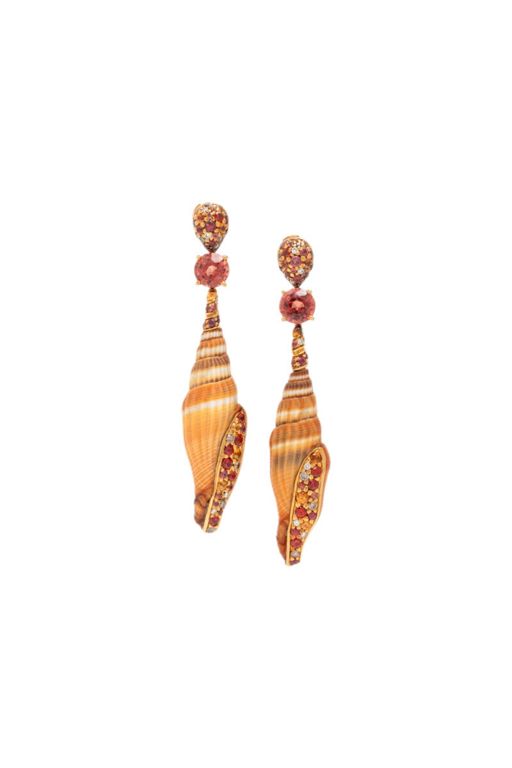 18k Yellow Gold and Shell Multi-Gem Earrings