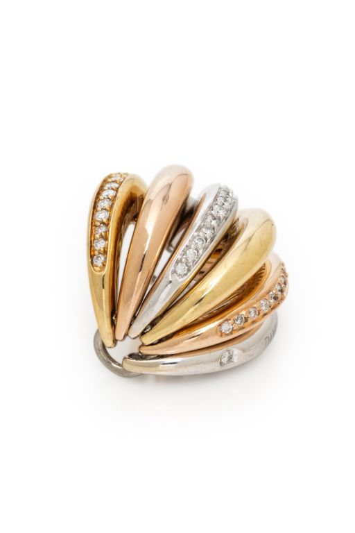 18k Rose, Yellow and White Gold Diamond Ring