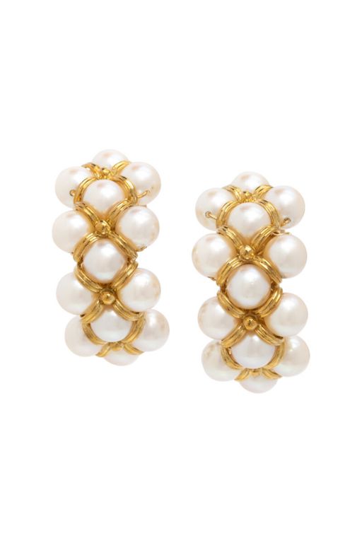 18k Yellow Gold Pearl Earrings