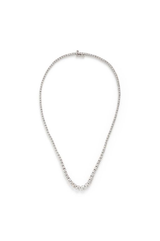 14k White Gold Diamond Rivière Necklace