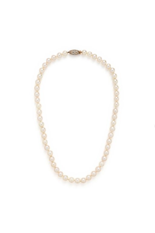 18k Yellow Gold Pearl and Diamond Necklace