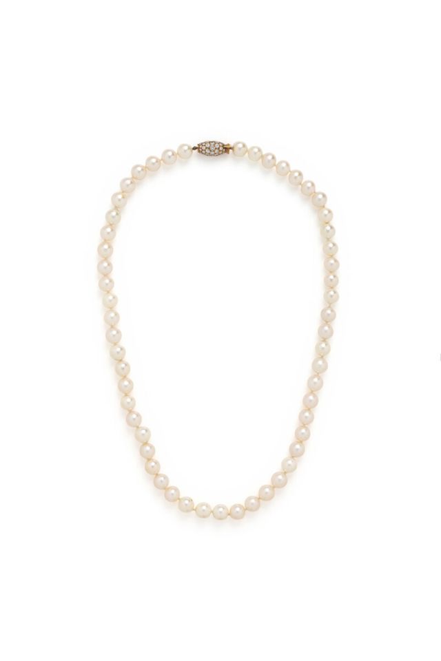 18k Yellow Gold Pearl and Diamond Necklace