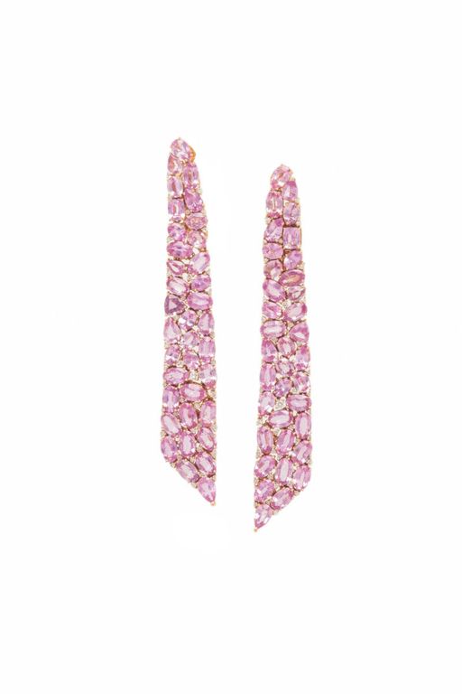 18k Rose Gold Pink Sapphire and Diamond Earrings