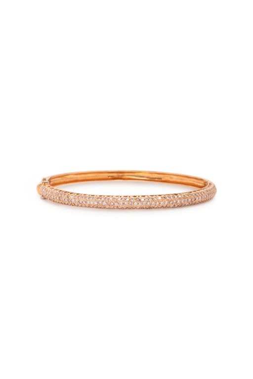 18k Rose Gold Pink Diamond Bangle Bracelet